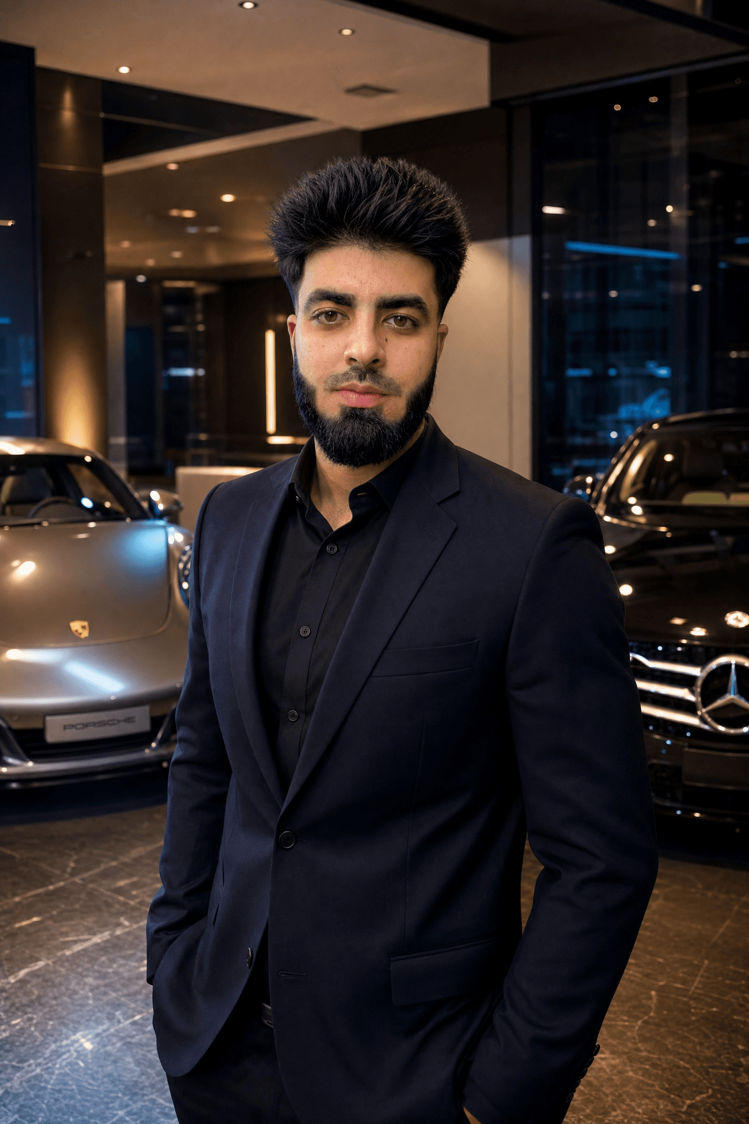 Raees Khan in car showroom